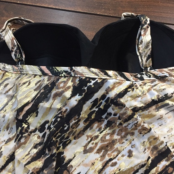 Nwt Double Tier Tankini Top Swimsuits For All gold Foil Print - Picture 5 of 5